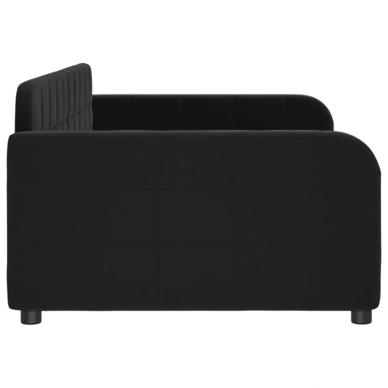 Sofa z funkcją spania, czarna, 90x200 cm, obita aksamitem