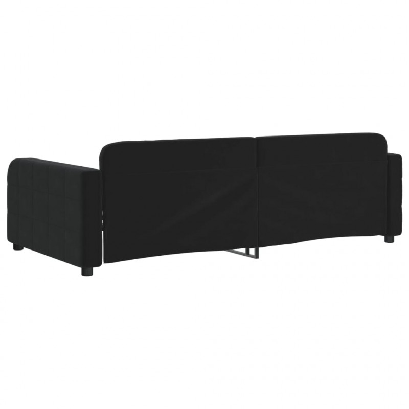 Sofa z funkcją spania, czarna, 90x200 cm, obita aksamitem