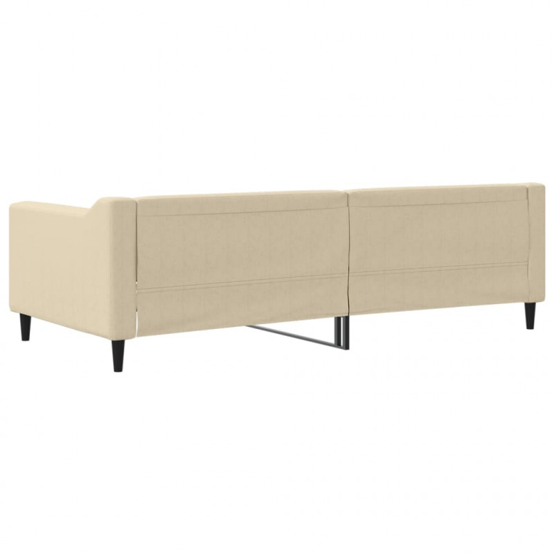 Sofa z funkcją spania, kremowe, 90x200 cm, obita tkaniną