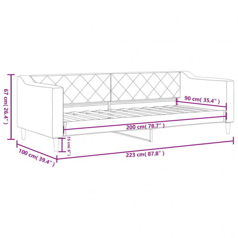 Sofa z funkcją spania, kremowe, 90x200 cm, obita tkaniną