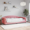 Sofa z funkcją spania, różowa, 100x200 cm, obita aksamitem