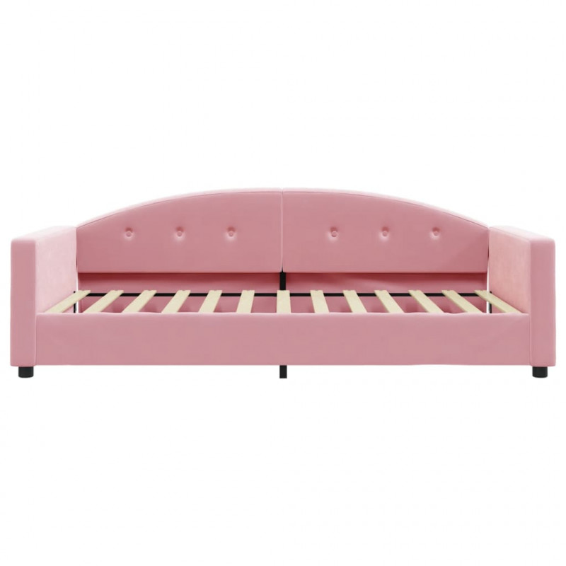 Sofa z funkcją spania, różowa, 100x200 cm, obita aksamitem