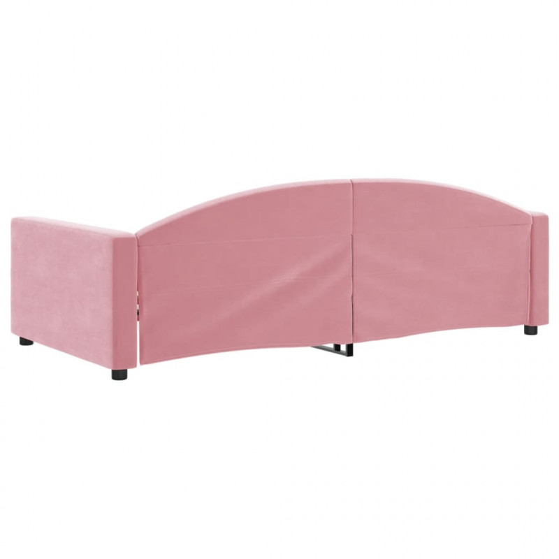 Sofa z funkcją spania, różowa, 100x200 cm, obita aksamitem
