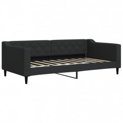 Sofa z funkcją spania, czarna, 90x190 cm, obita tkaniną