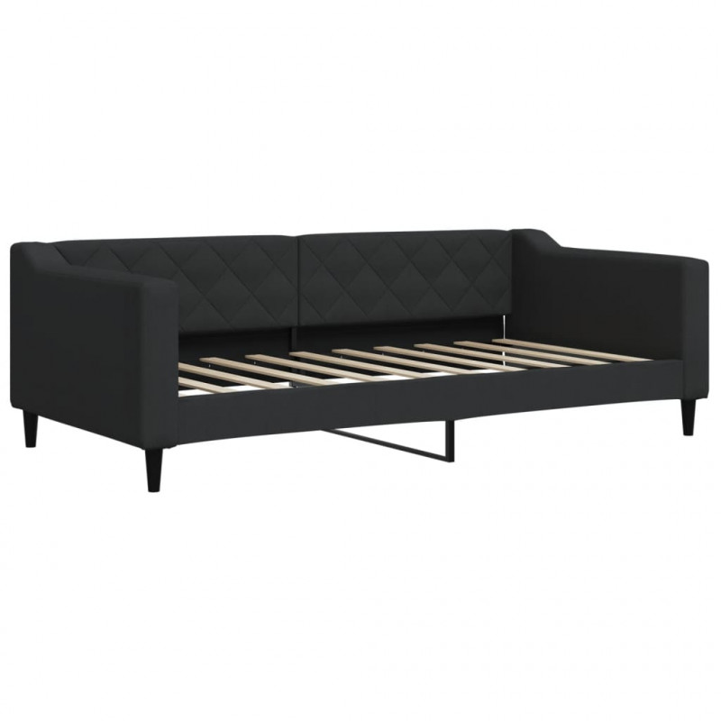 Sofa z funkcją spania, czarna, 90x190 cm, obita tkaniną