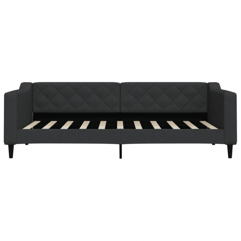 Sofa z funkcją spania, czarna, 90x190 cm, obita tkaniną