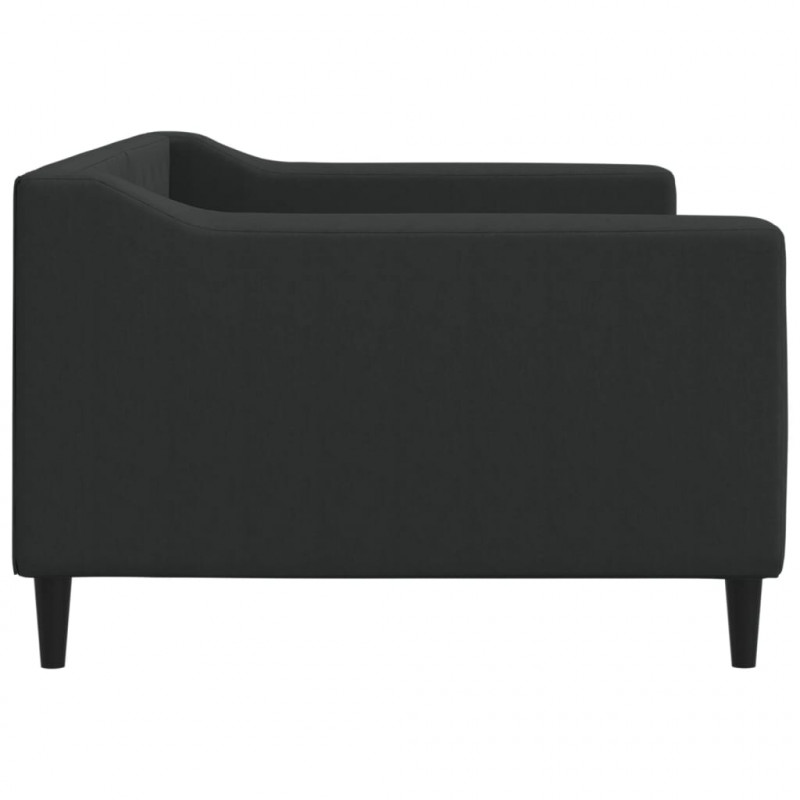 Sofa z funkcją spania, czarna, 90x190 cm, obita tkaniną