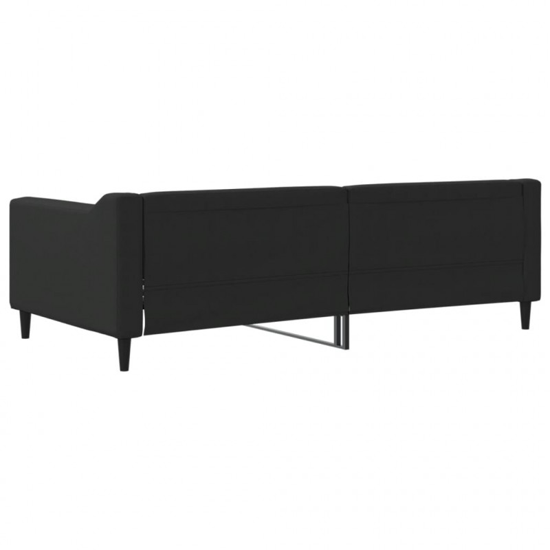 Sofa z funkcją spania, czarna, 90x190 cm, obita tkaniną