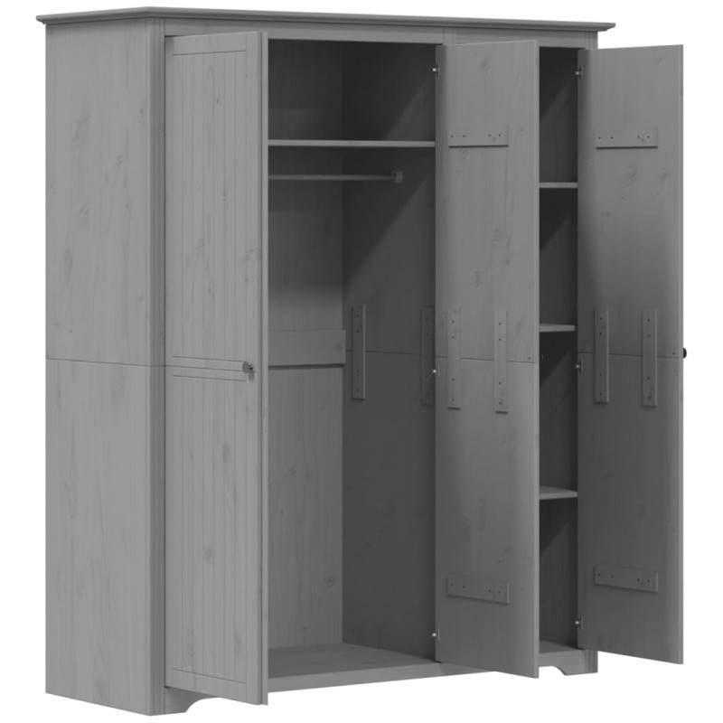 Szafa BODO, szara, 146x53,5x173 cm, lite drewno sosnowe