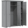 Szafa BODO, szara, 146x53,5x173 cm, lite drewno sosnowe