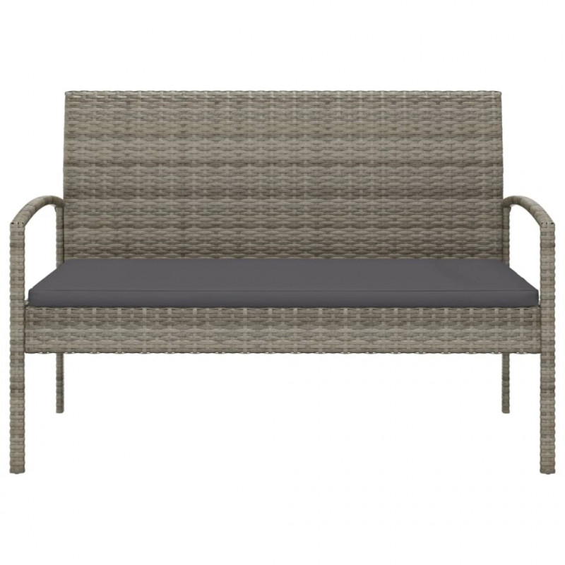 Ławka ogrodowa z poduszką, szara, 105 cm, polirattan