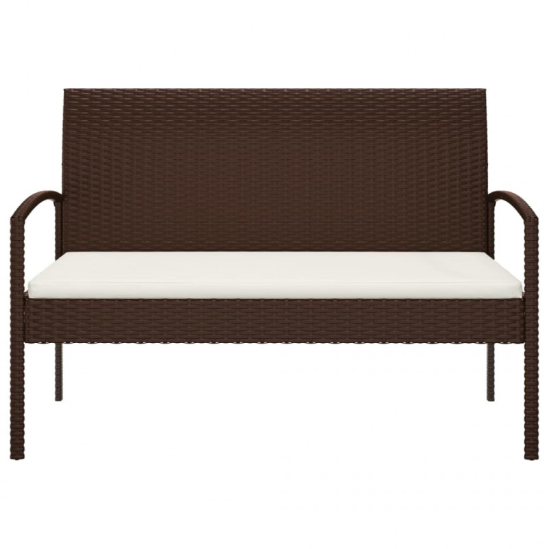 Ławka ogrodowa z poduszką, brązowa, 105 cm, polirattan