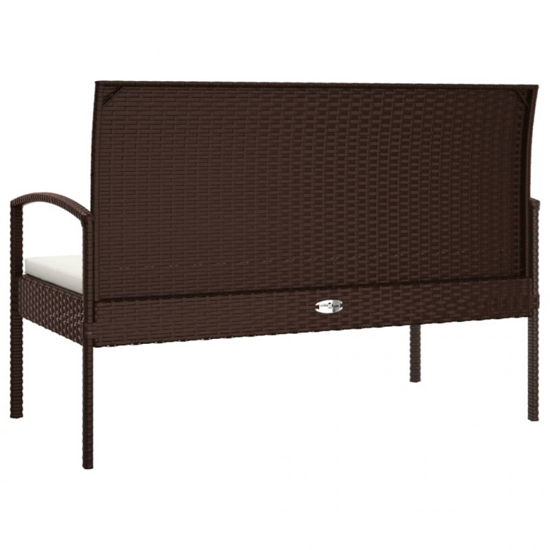 Ławka ogrodowa z poduszką, brązowa, 105 cm, polirattan