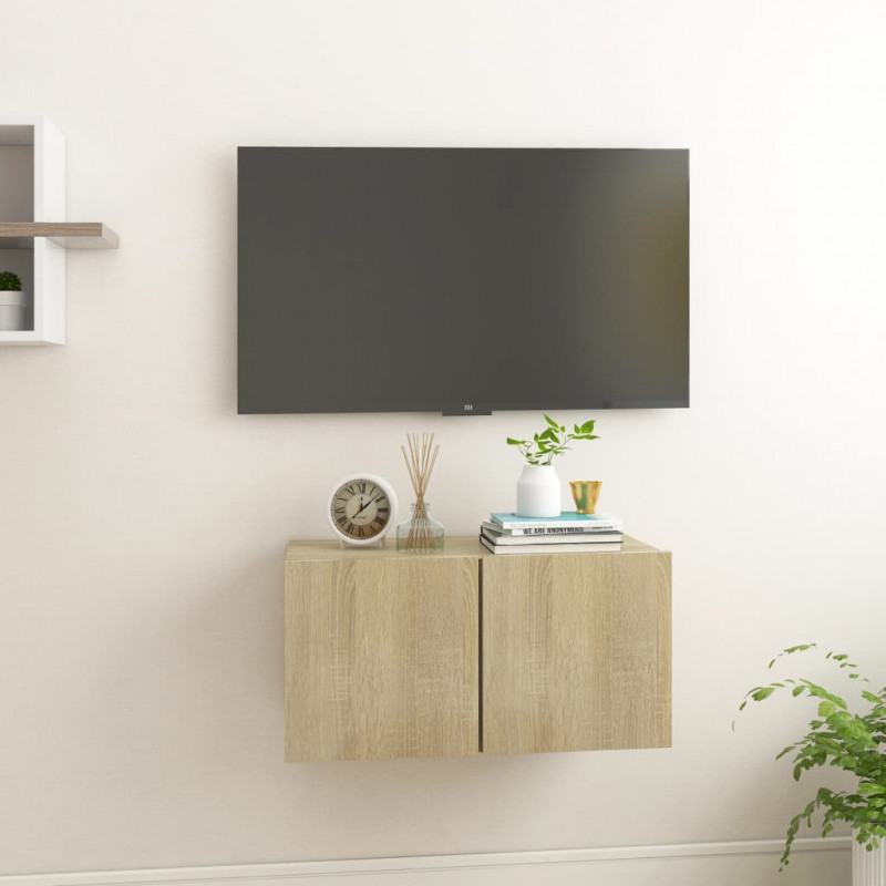 Szafki wiszące pod TV, dąb sonoma, 60x30x30 cm