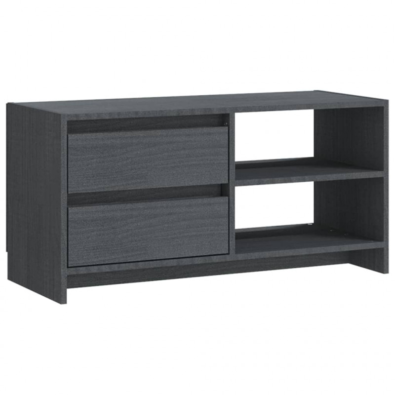 Szafka pod telewizor, szara, 80x31x39 cm, lite drewno sosnowe