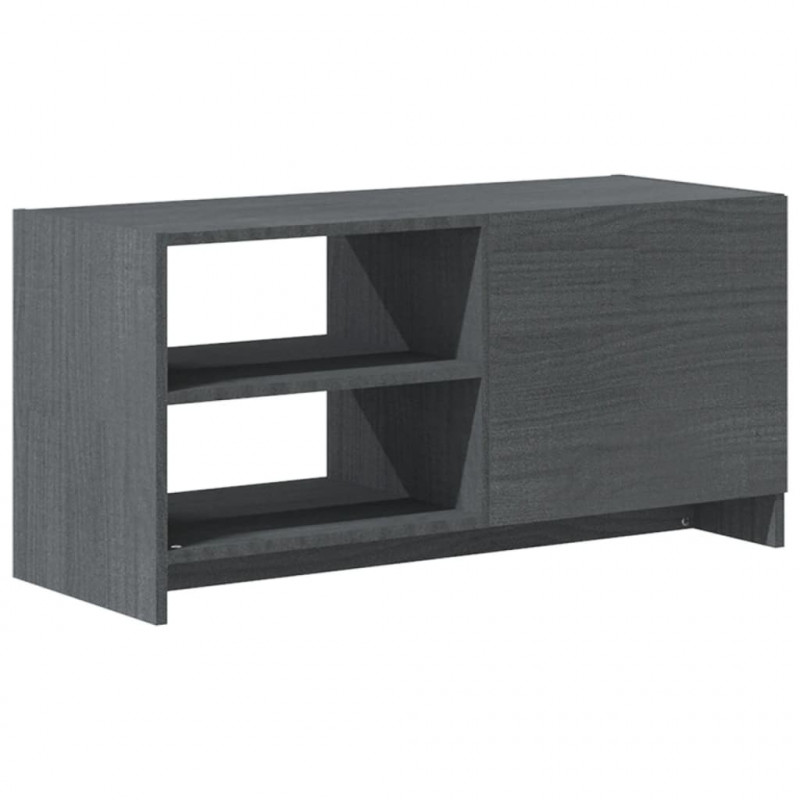 Szafka pod telewizor, szara, 80x31x39 cm, lite drewno sosnowe