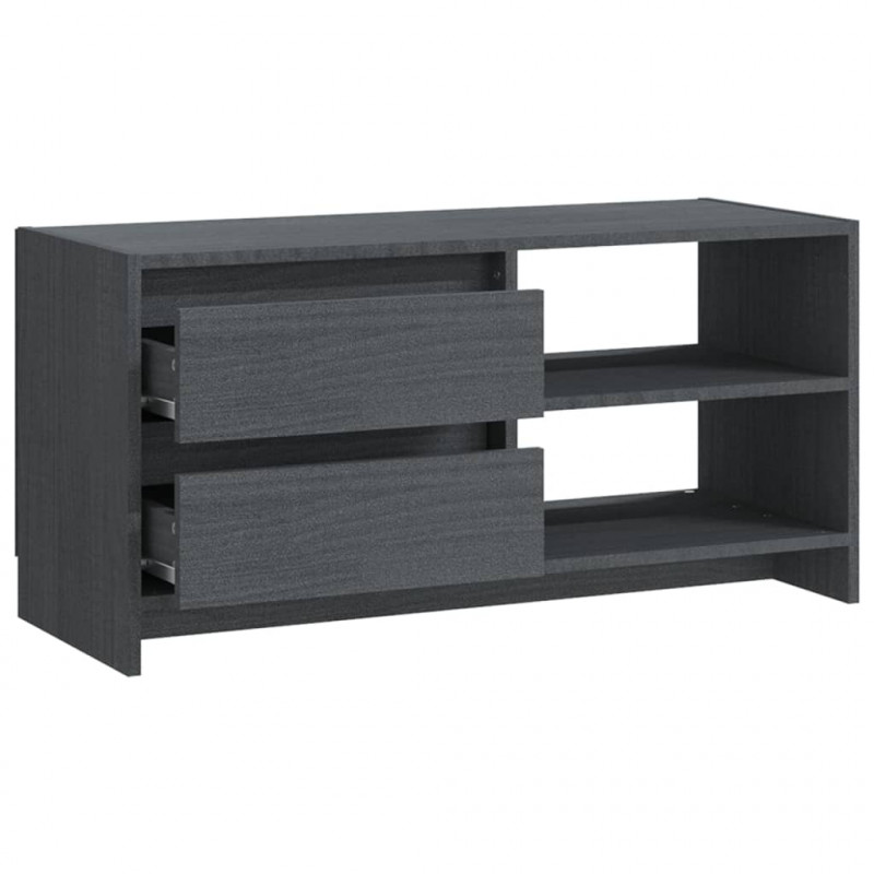 Szafka pod telewizor, szara, 80x31x39 cm, lite drewno sosnowe
