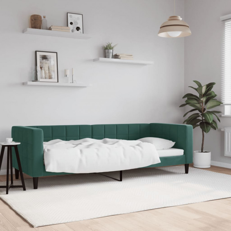 Sofa z funkcją spania, ciemnozielona, 80x200 cm, aksamitna