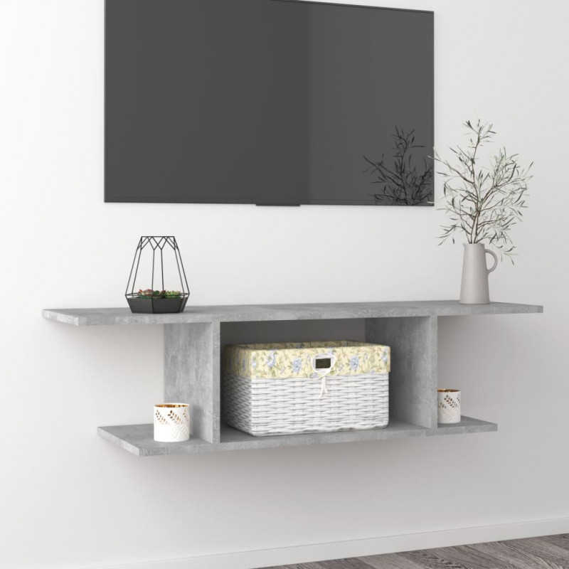 Wisząca szafka telewizyjna, szarość betonu, 103x30x26,5 cm