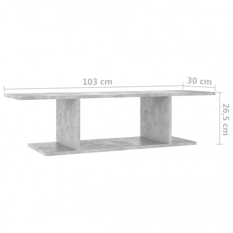 Wisząca szafka telewizyjna, szarość betonu, 103x30x26,5 cm