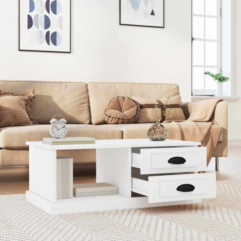 Stolik kawowy, biały, 90x50x35, materiał drewnopochodny
