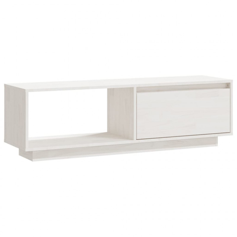 Szafka pod telewizor, biała 110x30x33,5 cm, lite drewno sosnowe