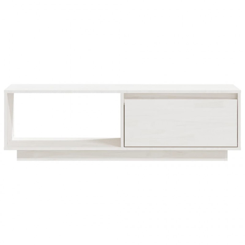 Szafka pod telewizor, biała 110x30x33,5 cm, lite drewno sosnowe