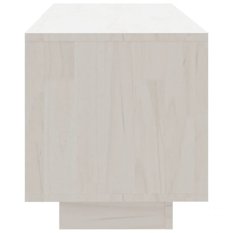 Szafka pod telewizor, biała 110x30x33,5 cm, lite drewno sosnowe