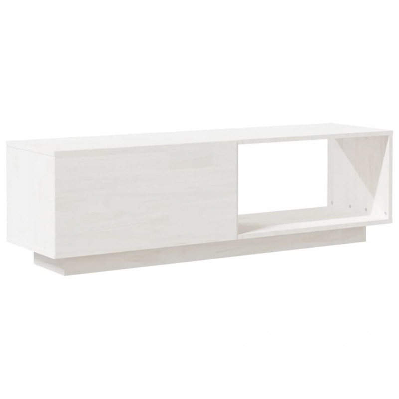 Szafka pod telewizor, biała 110x30x33,5 cm, lite drewno sosnowe
