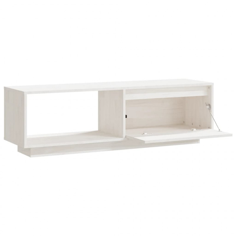 Szafka pod telewizor, biała 110x30x33,5 cm, lite drewno sosnowe