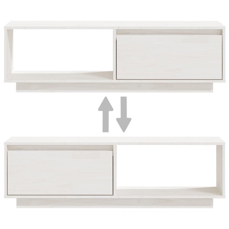 Szafka pod telewizor, biała 110x30x33,5 cm, lite drewno sosnowe