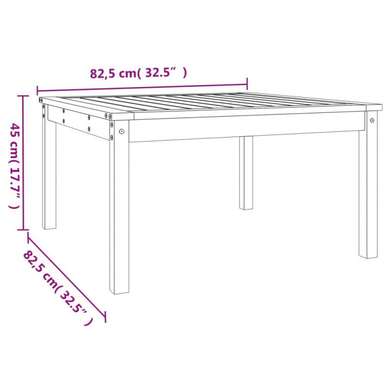Stolik ogrodowy, 82,5x82,5x45 cm, lite drewno sosnowe