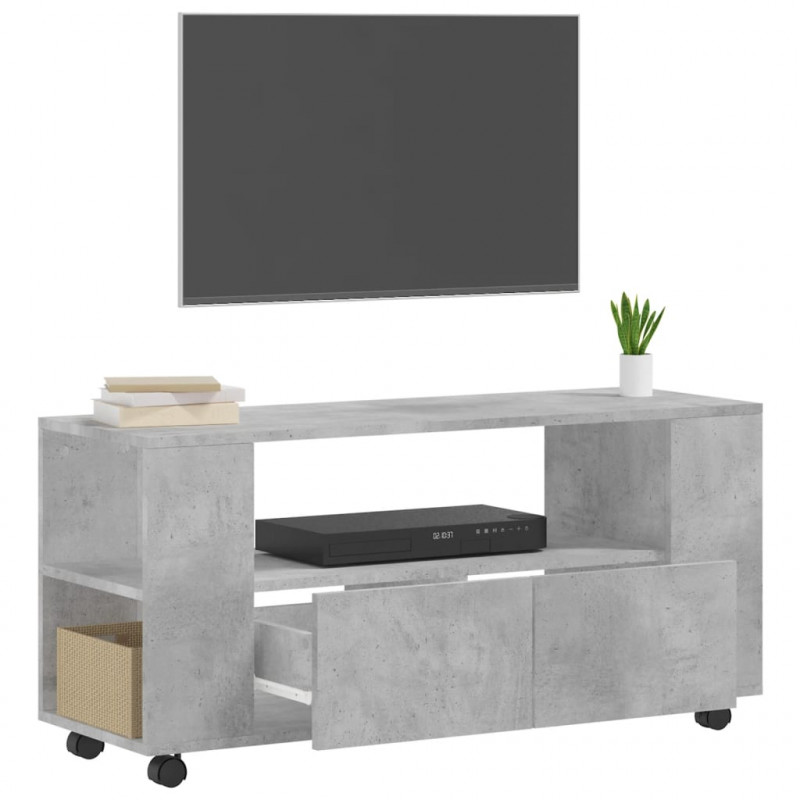 Szafka pod TV, szarość betonu, 102x34,5x43 cm