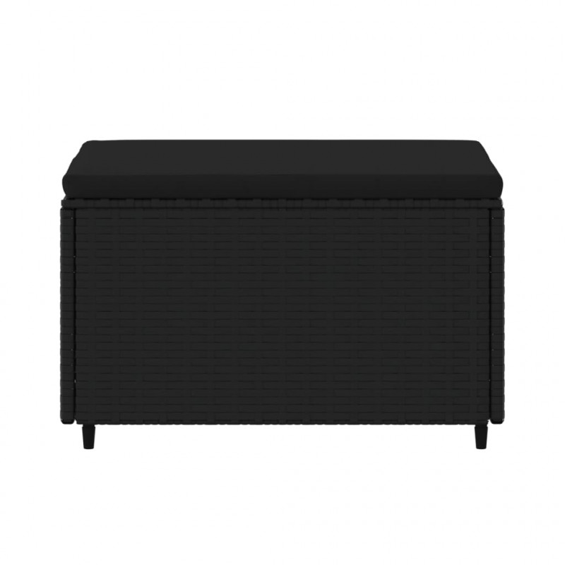 Podnóżek ogrodowy z poduszką, czarny, polirattan