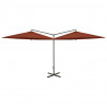 Podwójny parasol ogrodowy, stalowy słupek, terakota, 600 cm