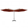 Podwójny parasol ogrodowy, stalowy słupek, terakota, 600 cm