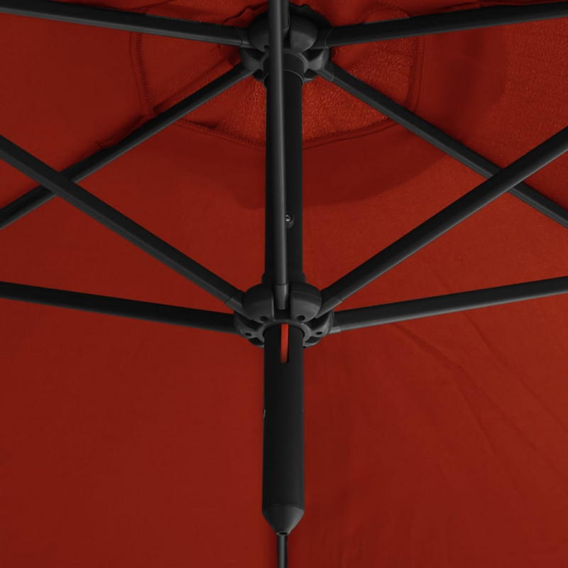 Podwójny parasol ogrodowy, stalowy słupek, terakota, 600 cm