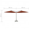 Podwójny parasol ogrodowy, stalowy słupek, terakota, 600 cm