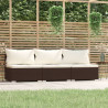 3-osobowa sofa z poduszkami, brązowa, polirattan
