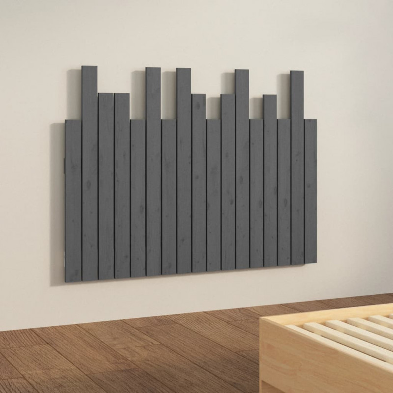 Wezgłowie łóżka, szare, 108x3x80 cm, lite drewno sosnowe