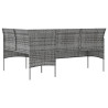 Sofa w kształcie litery L z poduszkami, rattan PE, szara