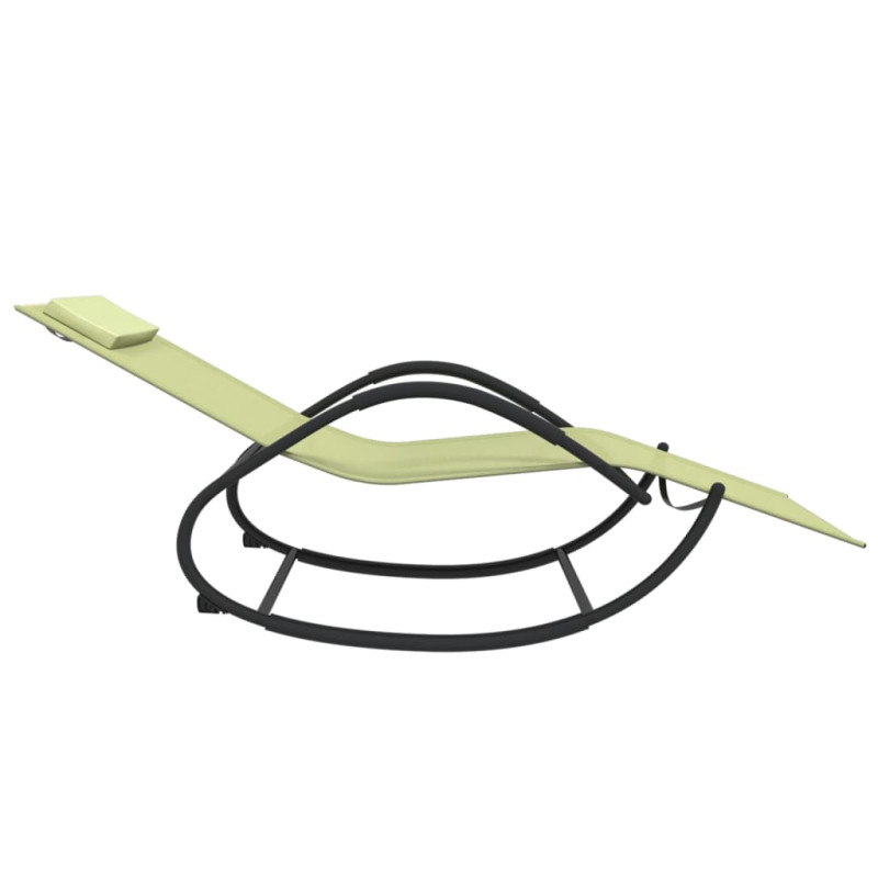 Leżak, bujany, kremowy, stal i tworzywo textilene