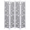 Parawan 4-panelowy, szary, 140 x 165 cm, lite drewno