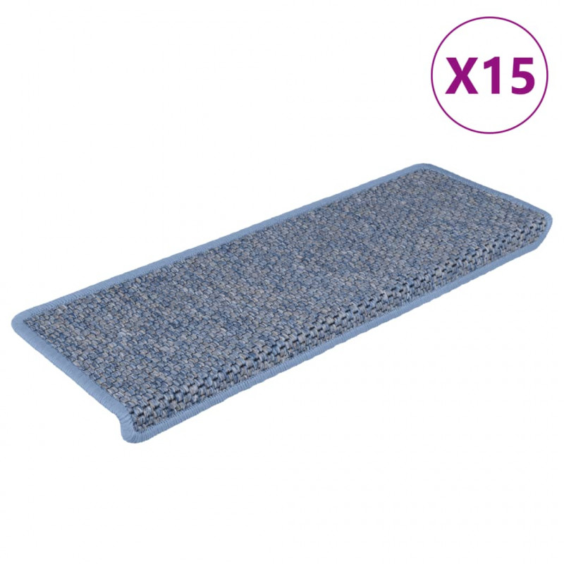 Samoprzylepne nakładki na schody, 15 szt., 65x21x4cm niebieskie