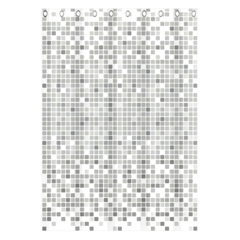 EISL Zasłona prysznicowa w szarą mozaikę, 200 x 180 x 0,2 cm