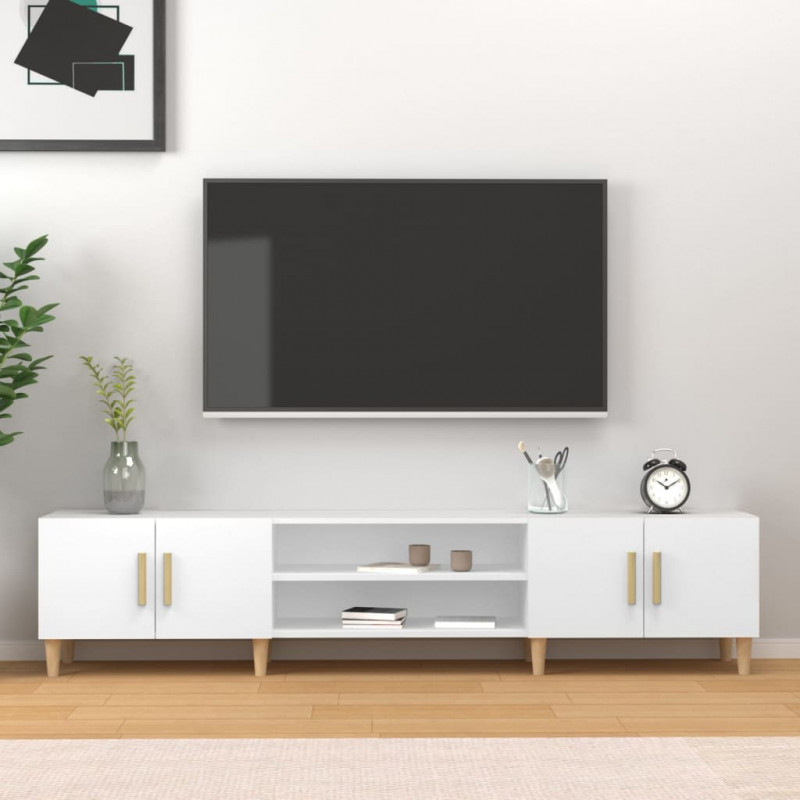 Szafka pod TV, biała, 180x31,5x40 cm, materiał drewnopochodny
