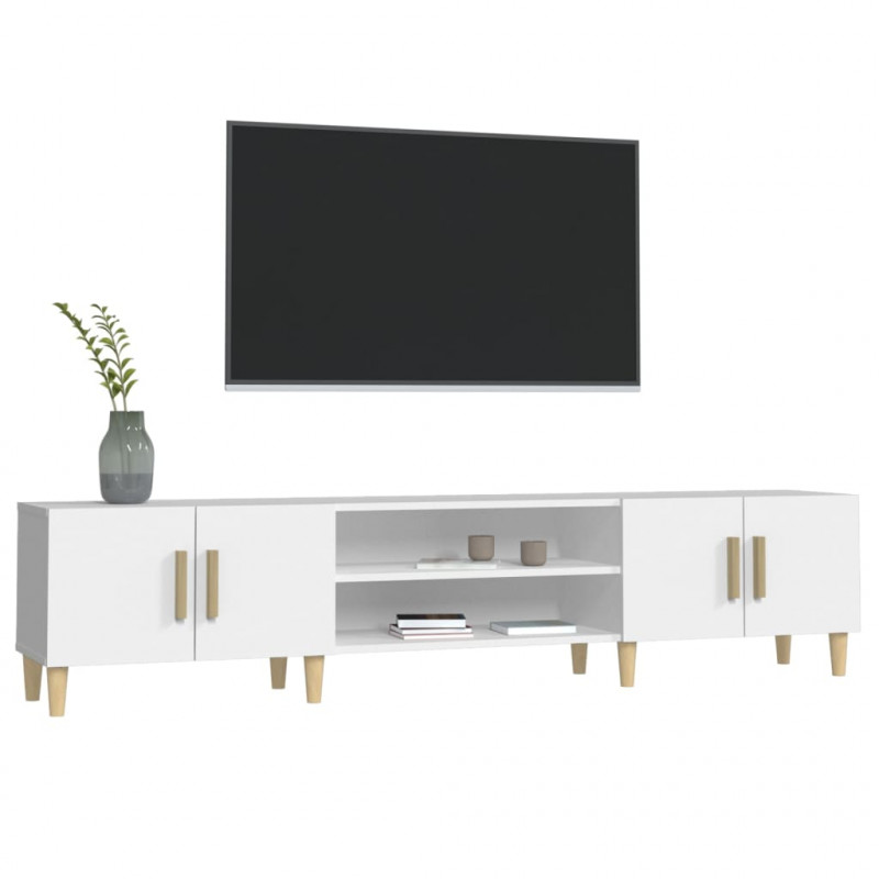 Szafka pod TV, biała, 180x31,5x40 cm, materiał drewnopochodny