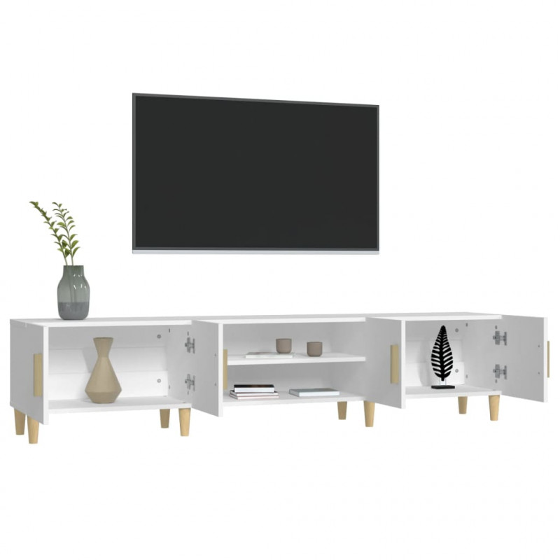 Szafka pod TV, biała, 180x31,5x40 cm, materiał drewnopochodny