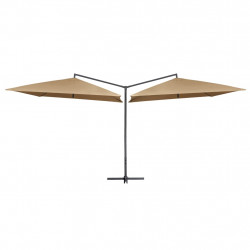 Podwójny parasol na stalowym słupku, 250 x 250 cm, taupe