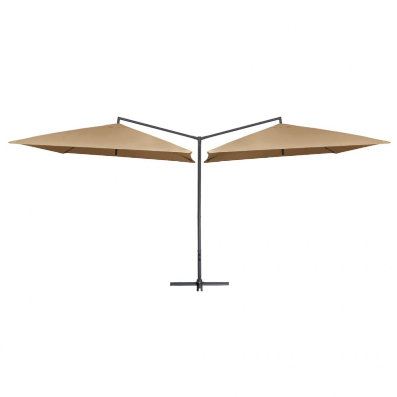 Podwójny parasol na stalowym słupku, 250 x 250 cm, taupe